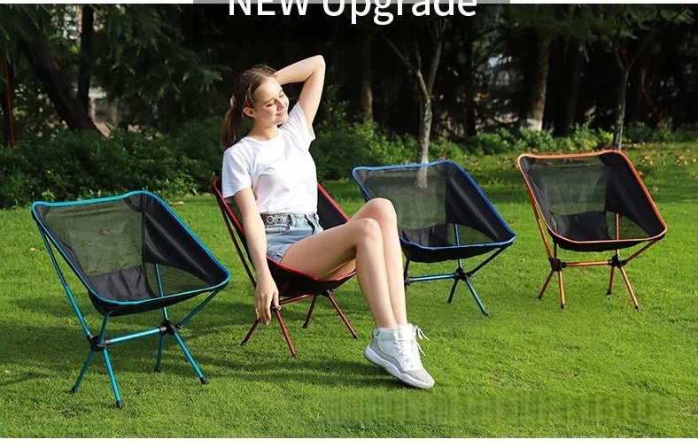 Ultra-Light Foldable Aluminum Alloy Moon Chair – Reclining Outdoor Fishing & Camping Chair